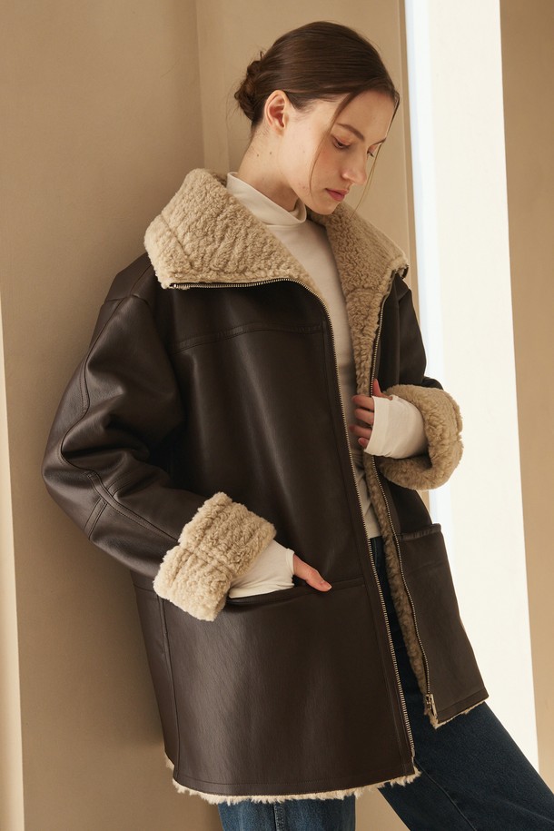 NOUVE - 코트 - Leather Mustang Coat - Brown