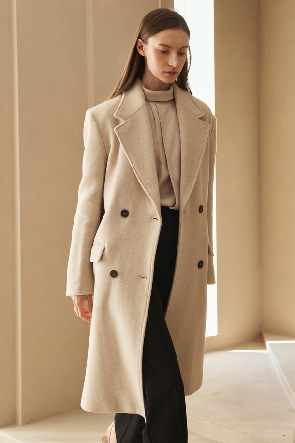 NOUVE - 코트 - Cashmere Double Button Coat - Light Beige