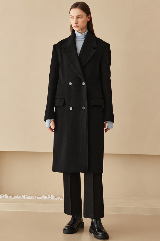 NOUVE - 코트 - Cashmere Double Button Coat - Black