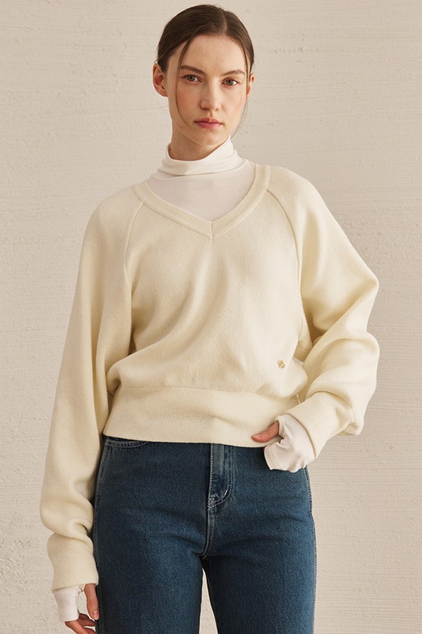 NOUVE - 스웨터 - Cashmere V-Neck  Knit - Ivory