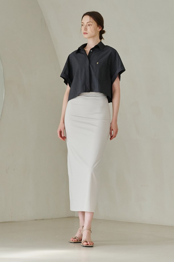 NOUVE - 롱스커트 - Cut Out Slim-fit Long  Skirt -Light Beige