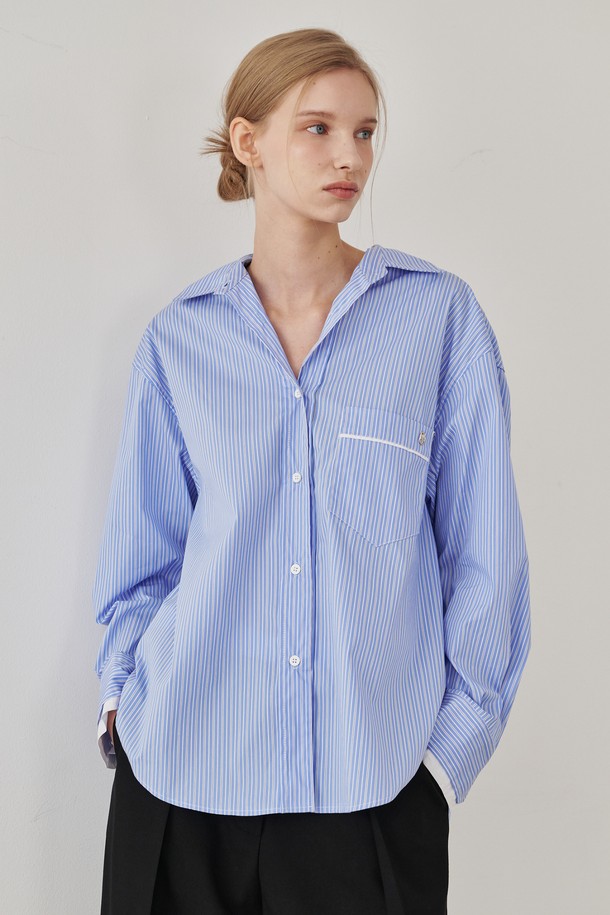 NOUVE - 셔츠 - Stripe Pocket Shirts - Blue