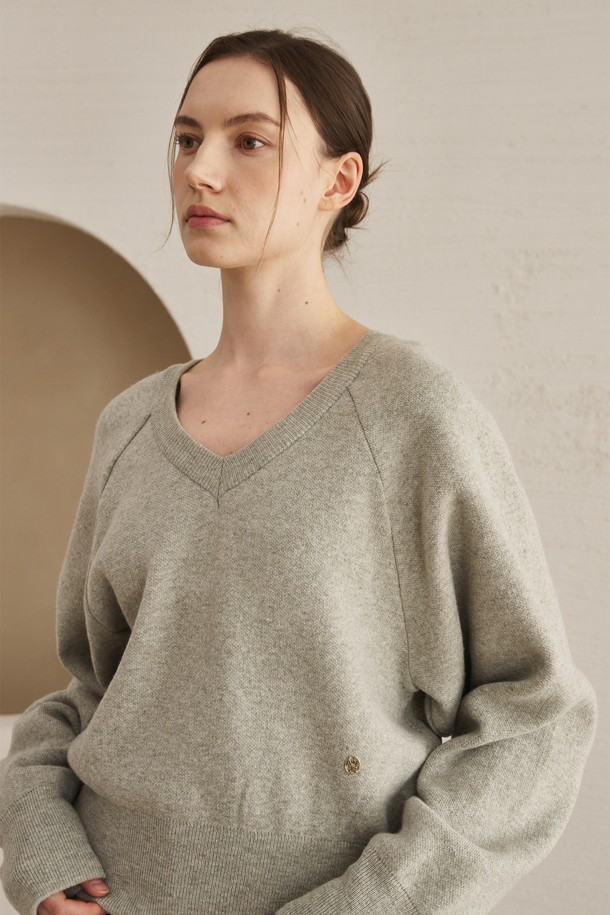 NOUVE - 스웨터 - Cashmere V-Neck Knit - Light Gray