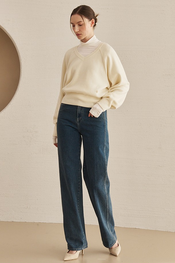 NOUVE - 스웨터 - Cashmere V-Neck  Knit - Ivory