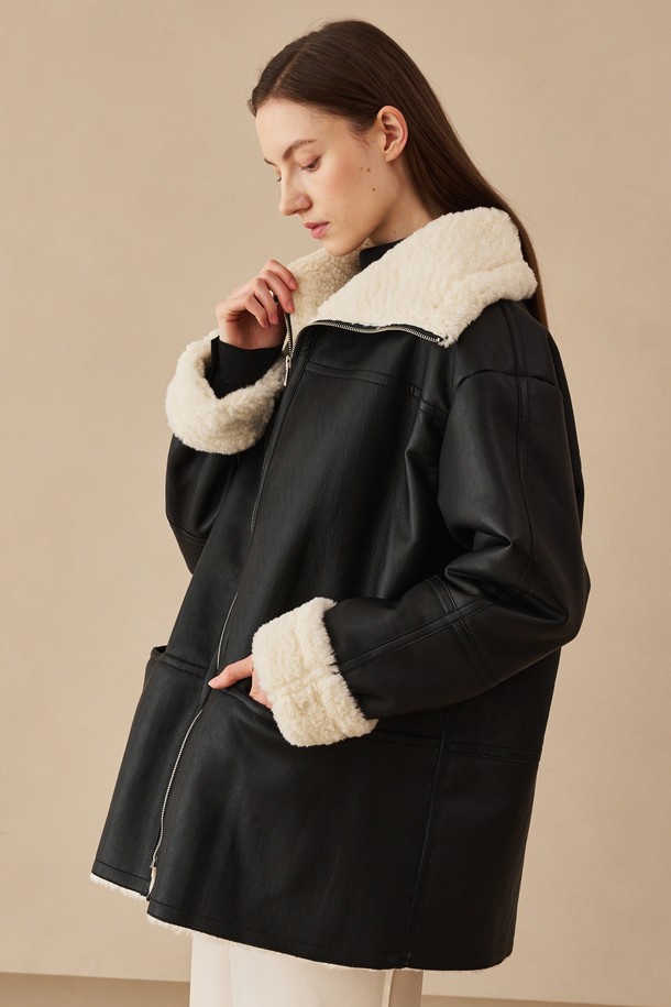 NOUVE - 코트 - Leather Mustang Coat - Black