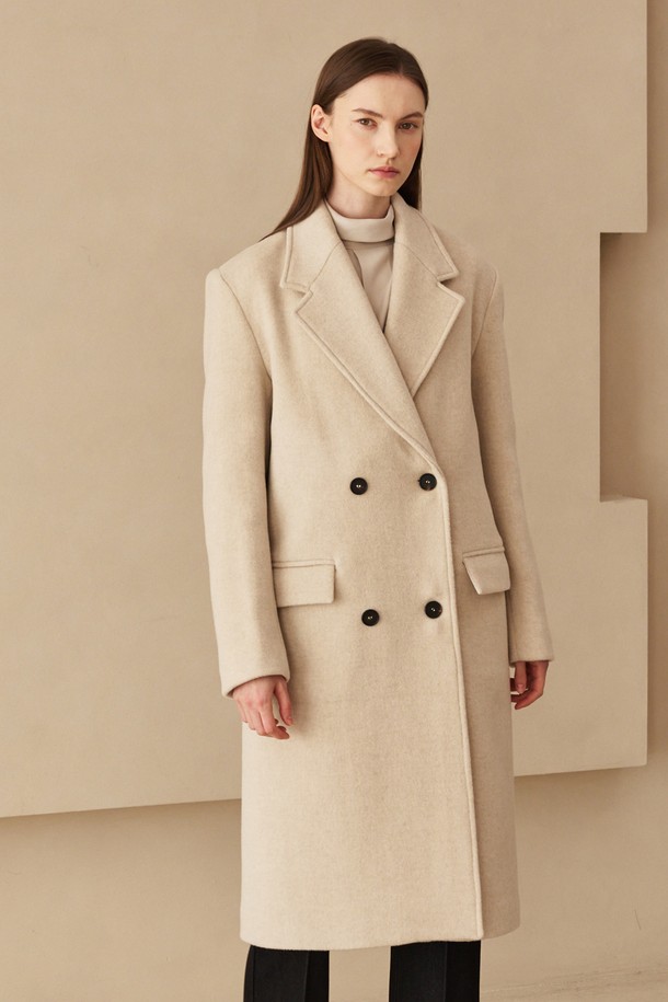 NOUVE - 코트 - Cashmere Double Button Coat - Light Beige