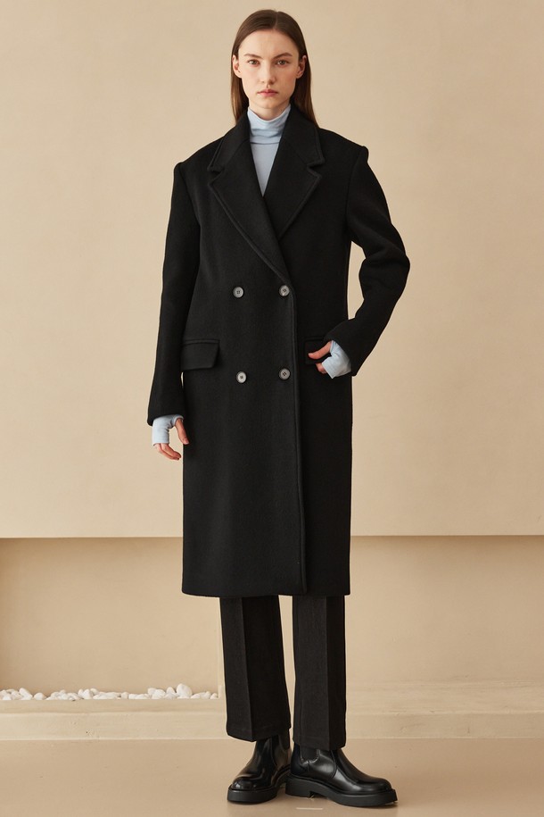 NOUVE - 코트 - Cashmere Double Button Coat - Black