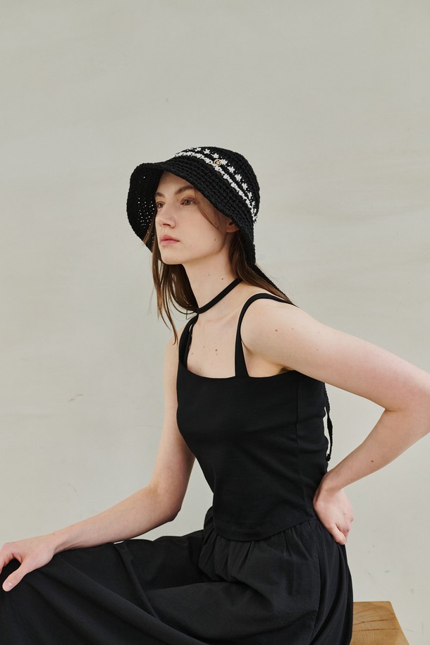 NOUVE - 모자 - Cotton Strap Bucket Hat - Black