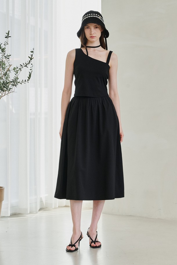 NOUVE - 롱스커트 - Flare Shirring Skirt - Black