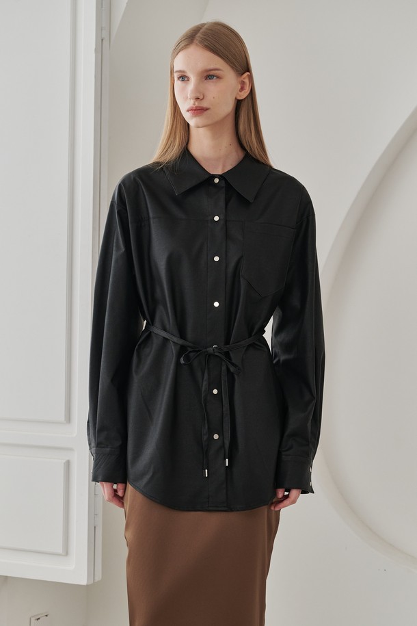 NOUVE - 셔츠 - Belted Leather Shirts - Black