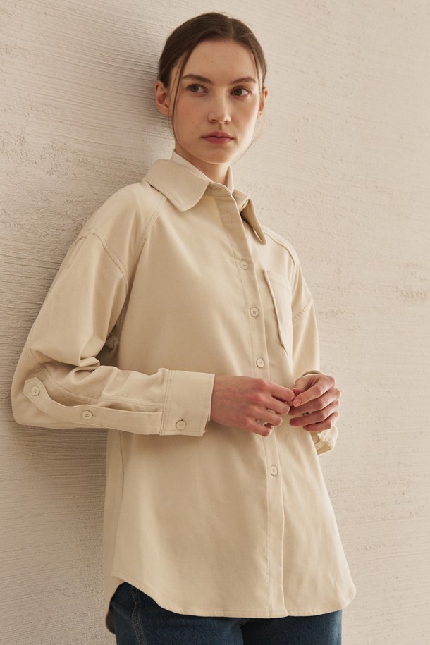 NOUVE - 블라우스 - Corduroy Curved Sleeve Blouse -Ivory