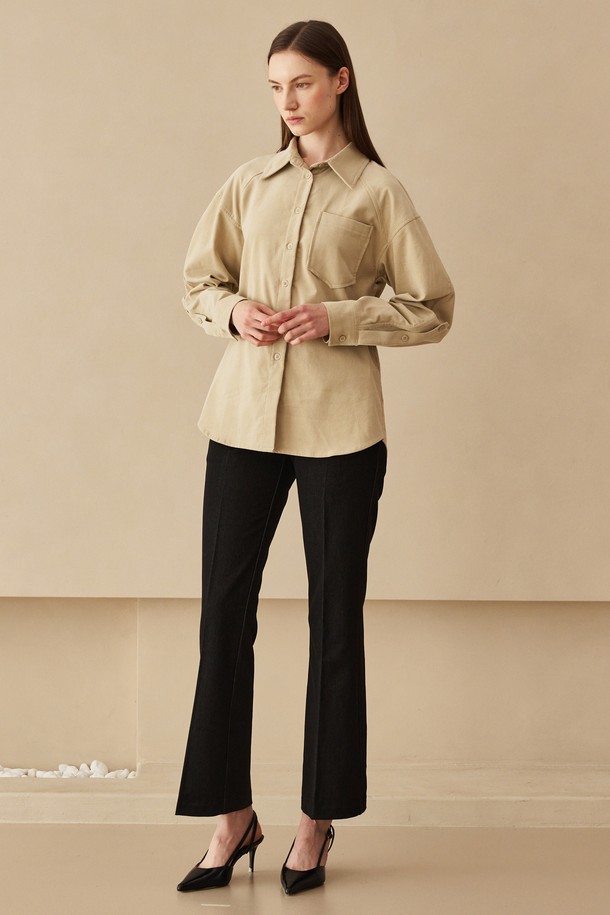 NOUVE - 블라우스 - Corduroy Curved Sleeve Blouse -Beige