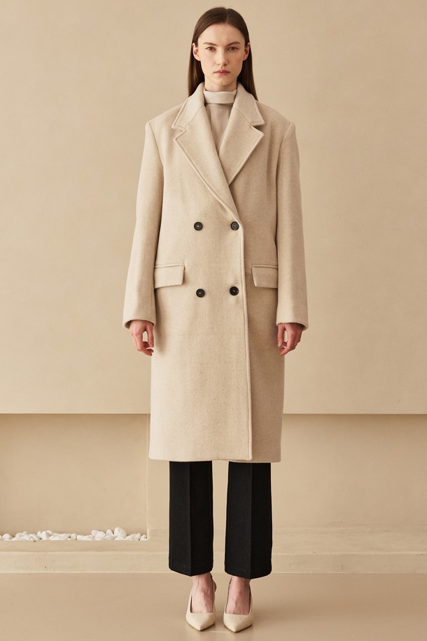 NOUVE - 코트 - Cashmere Double Button Coat - Light Beige