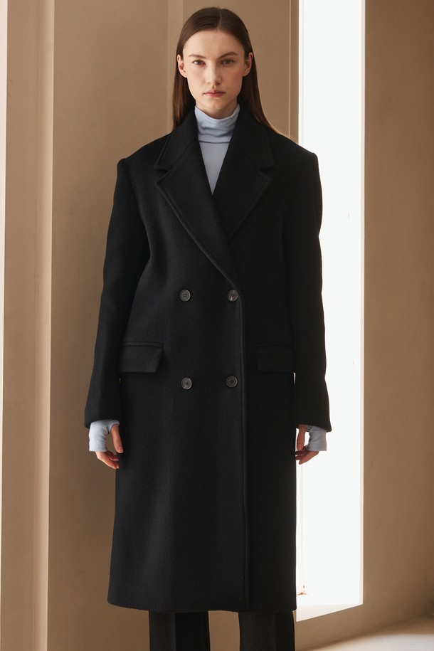 NOUVE - 코트 - Cashmere Double Button Coat - Black