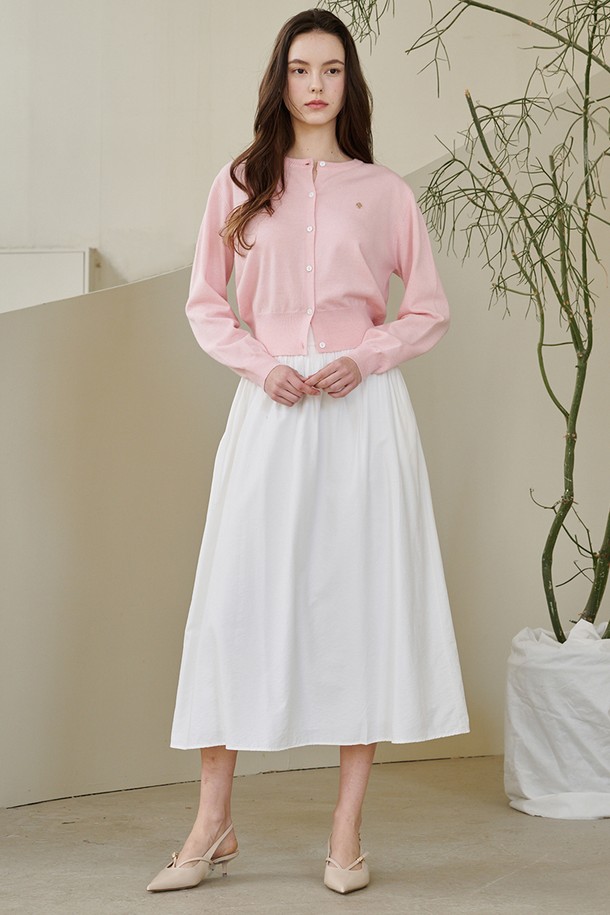 NOUVE - 가디건 - 라운드 넥 클래식 가디건 - 핑크 / Round Neck Classic Cardigan - Pink