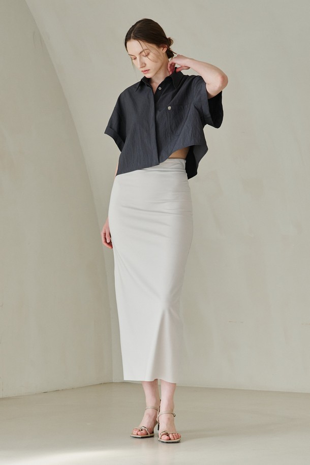 NOUVE - 롱스커트 - Cut Out Slim-fit Long  Skirt -Light Beige