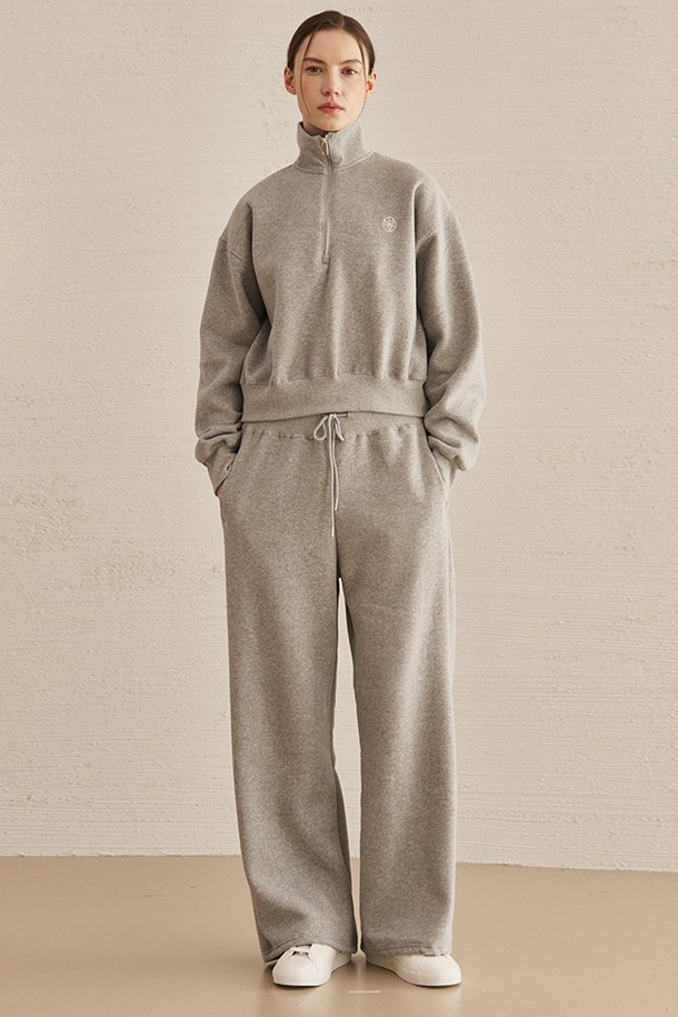 NOUVE - 롱/미디팬츠 - Wide Banding Sweat Pants - M. Gray