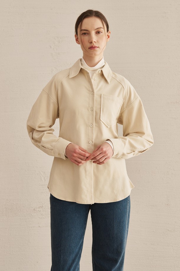 NOUVE - 블라우스 - Corduroy Curved Sleeve Blouse -Ivory