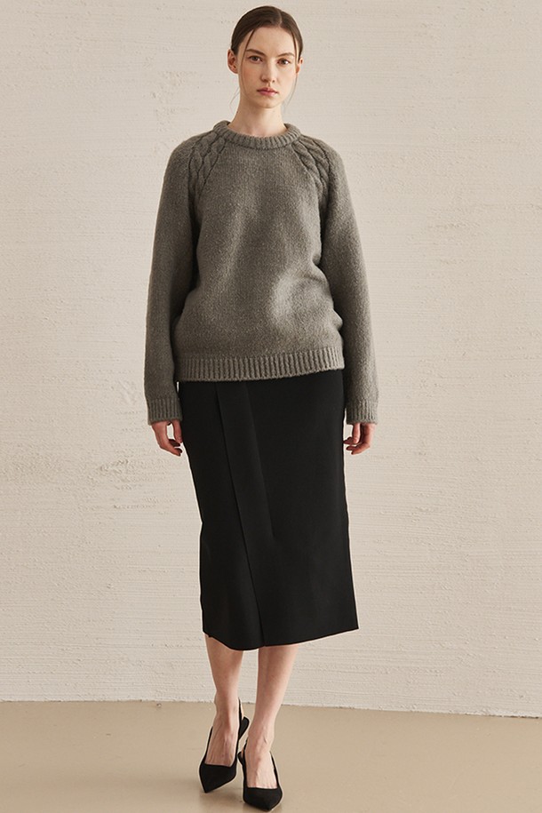 NOUVE - 스웨터 - Round Neck Wool Knit -M. Gray