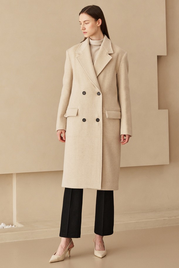 NOUVE - 코트 - Cashmere Double Button Coat - Light Beige