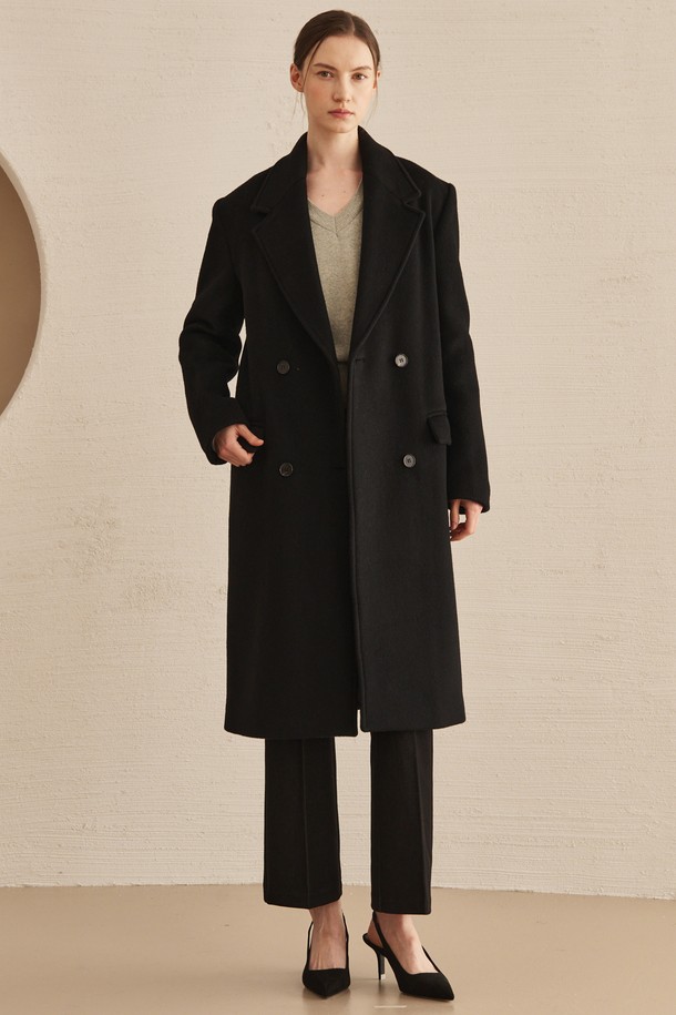 NOUVE - 코트 - Cashmere Double Button Coat - Black