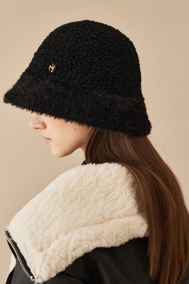 NOUVE - 모자 - Boucle Fur Bucket Hat - Black