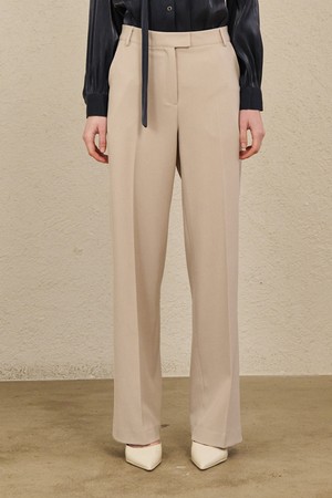 Straight Semi Wide Pants - Beige