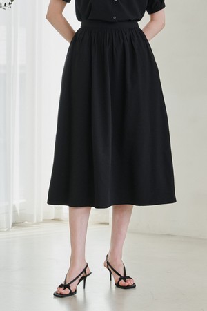 Flare Shirring Skirt - Black