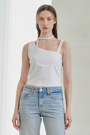 Unbalanced Tie Top - White