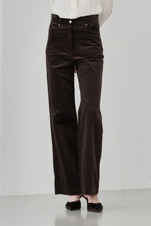 Corduroy Straight Pants-Brown