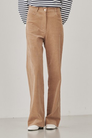 Corduroy Straight Pants-Beige