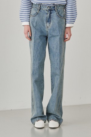 Straight Stitch Denim Pants - Blue