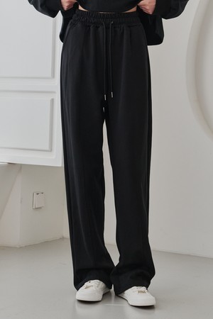 Wide Pintuck Banding Pants - Black