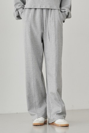 Wide Pintuck Banding Pants - Melange Gray