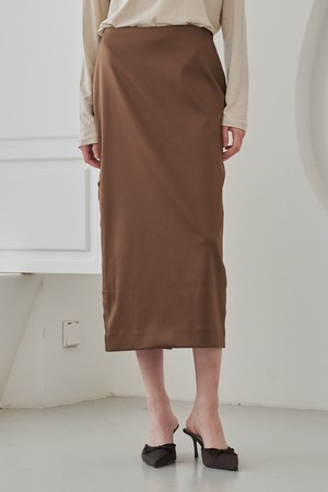 Satin Cut Out Skirt - Brown