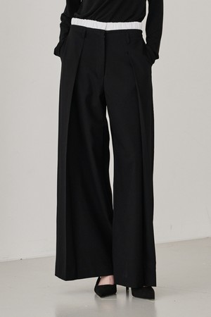 Double Waist Wool Pants - Black