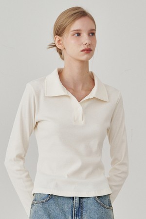 Slim Fit Collar T-Shirts - Ivory