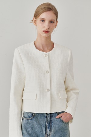 Tweed Pearl Blend Jacket - White