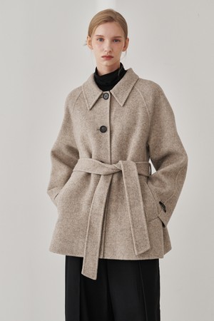 Handmade Herringborn Half Coat - Brown