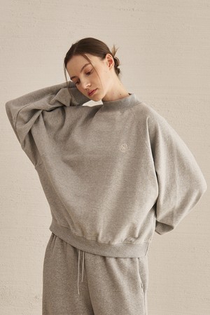 Half Neck Over Fit Sweatshirts - M. Gray