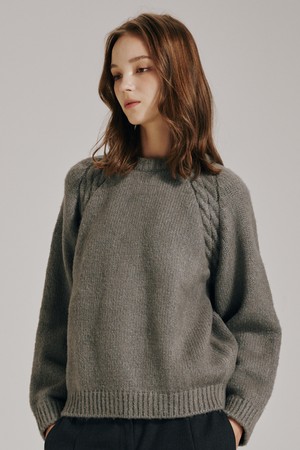 라운드 넥 울 니트 - 멜란지 그레이 / Round Neck Wool Knit -M.Gray