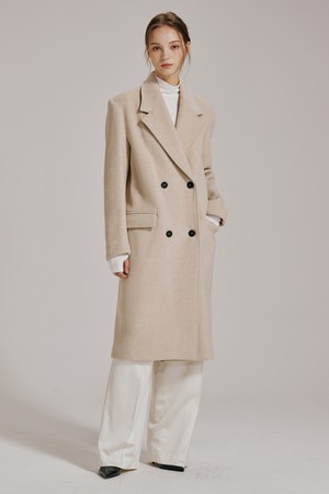캐시미어 더블버튼 코트 - 라이트 베이지 / Cashmere Double Button Coat - Light Beige