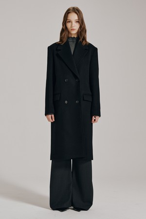 캐시미어 더블버튼 코트 - 블랙 / Cashmere Double Button Coat - Black