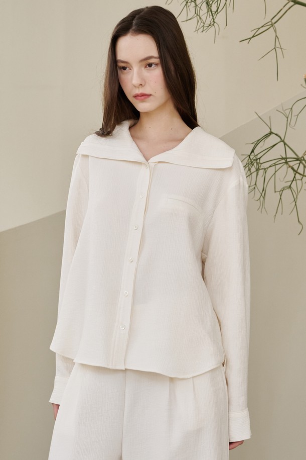 NOUVE - 블라우스 - 세일러 카라 링클 블라우스 - 아이보리 / Sailor Collar Wrinkle Blouse - Ivory