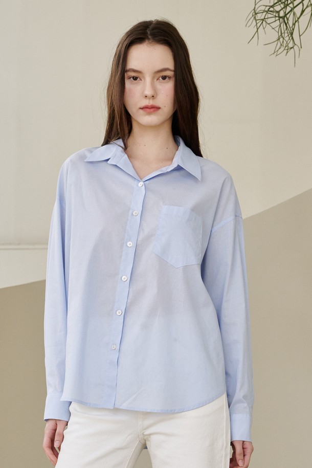 NOUVE - 셔츠 - 에센셜 코튼셔츠 - 스카이블루 / Essential Cotton Shirts - Sky Blue