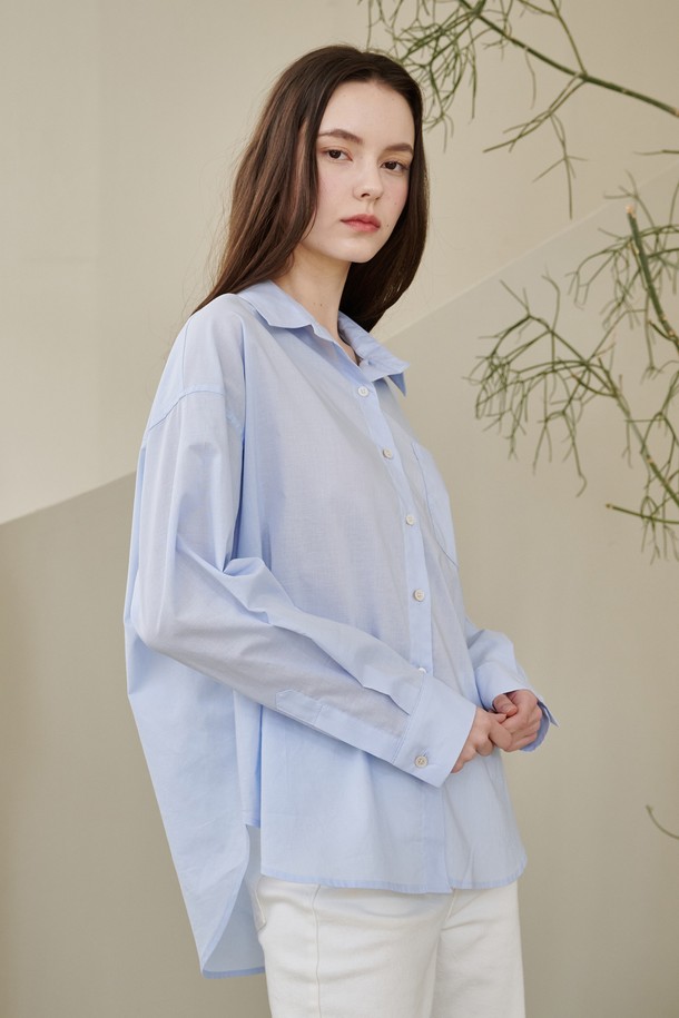 NOUVE - 셔츠 - 에센셜 코튼셔츠 - 스카이블루 / Essential Cotton Shirts - Sky Blue