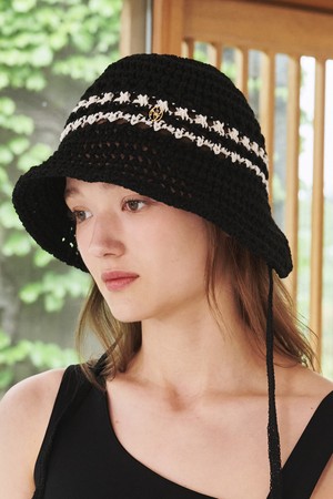 코튼 스트랩 버킷햇 - 블랙 / Cotton Strap Bucket Hat - Black