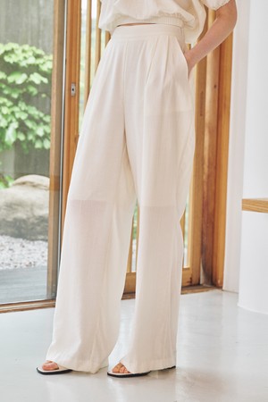 써머 링클 밴딩 팬츠 - 아이보리 / Summer Wrinkle Banding Pants - Ivory