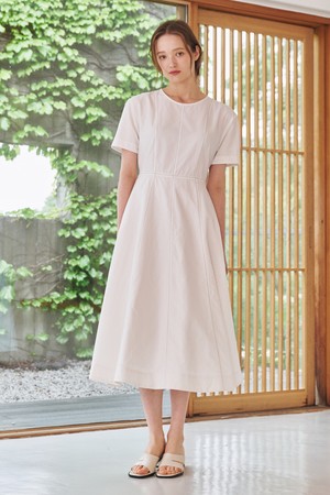 스티치 플레어 드레스 - 화이트  / Stitch Flare Dress - White