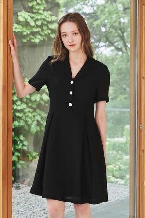 써머 플레어 트위드 드레스 - 블랙 / Summer Flare Tweed Dress - Black